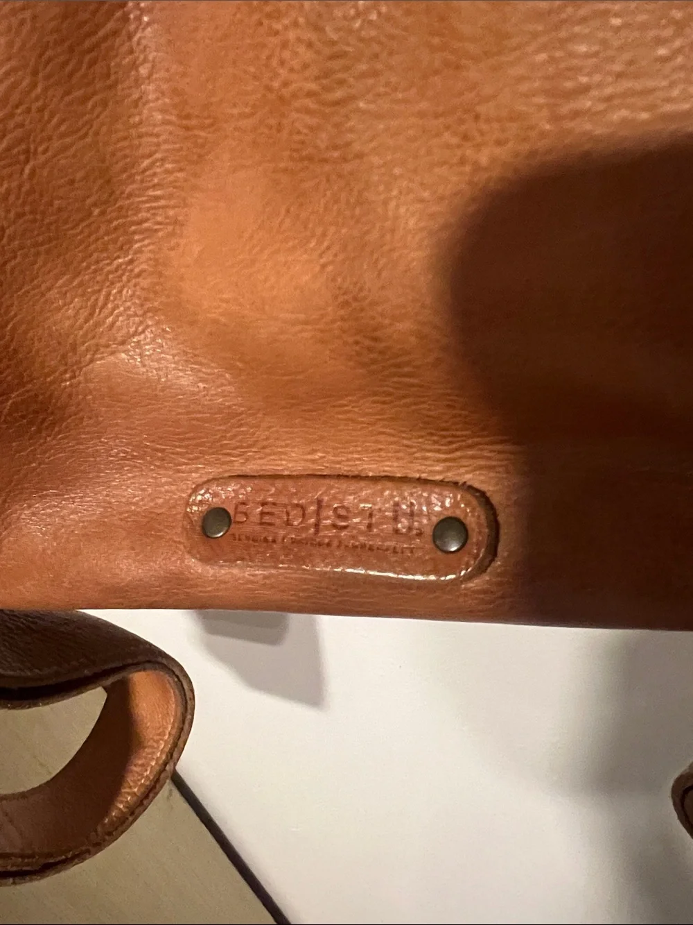 Bed Stu Tan Leather Fold-Top Backpack